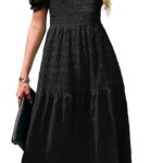 Rochie lunga, eleganta, maneci scurte, decolteu rotund, croiala in A, marimea M, negru