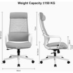 Scaun birou ergonomic, tetiera reglabila, suport lombar S, inaltime reglabila, plasa respirabila, sarcina 150 kg, Gri - imagine 3
