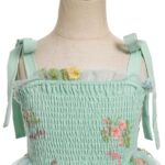 Rochita bebelusi fetite, 12-18 luni, stil printesa, fara maneci, verde deschis - imagine 6
