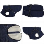Jacheta impermeabila pentru caini, interior din fleece, marime XS, moale, cu ham integrat, reflectorizant, bleumarin - imagine 3