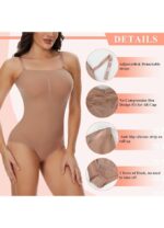 Body modelator dama, marimea M, Nylon, fara bretele, cu tanga, maro - imagine 3