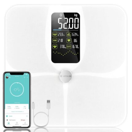 Cantar Smart F4 Pro, 180 kg, 22 Indici Corporali, Senzori ITO Full-Surface, Bluetooth, App Fitdays, Alb