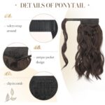 Extensie coada, par sintetic ondulat, 35 cm, rezistent la caldura, prindere wrap around cu pieptene, castaniu inchis - imagine 2