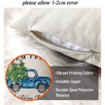 Set de 4 huse de perna, tema Craciun, 45x45 cm, fermoar, alb si albastru - imagine 5