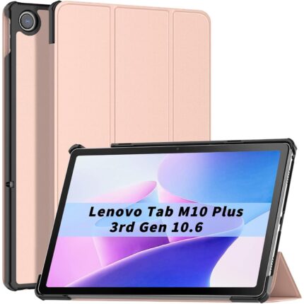 Husa pentru Lenovo Tab M10 Plus 10.6'' 2022, Piele PU, Usoara, Functie Sleep/Wake, Roz