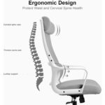 Scaun birou ergonomic, tetiera reglabila, suport lombar S, inaltime reglabila, plasa respirabila, sarcina 150 kg, Gri - imagine 6