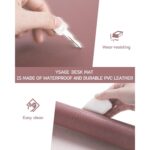 Mousepad, multifunctional, 80x40 cm, impermeabil, piele ecologica, baza antiderapanta din piele intoarsa, roz inchis - imagine 2