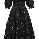 Rochie dama, poliester, maneci bufante, negru, marimea M