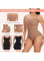 Body modelator dama, marimea M, Nylon, fara bretele, cu tanga, maro - imagine 2