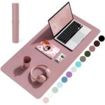Mousepad, multifunctional, 80x40 cm, impermeabil, piele ecologica, baza antiderapanta din piele intoarsa, roz inchis