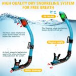 Set Snorkeling pentru copii, masca anti-aburire, vedere panoramica 180°, anti-infiltratii, albastru si negru - imagine 5