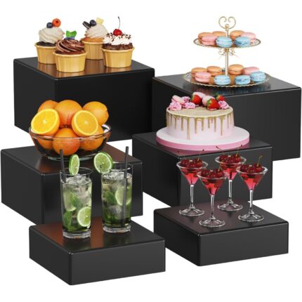Set 6 suporturi de prezentare cubice, acrilic, 20x20x12, 7 cm, versatile, reutilizabile. negru