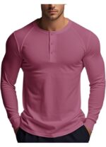 Bluza barbati, marimea L, bumbac, maneca lunga, slim fit, respirabil, roz