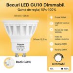 Set 3 Becuri, GU10, Reglabile, 5W, Alb Cald 2700K, 200-240V, 600 Lm, Ra85, Unghi Fascicul 120° - imagine 4
