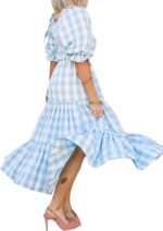Rochie dama, carouri, alb-albastru, marimea M - imagine 4