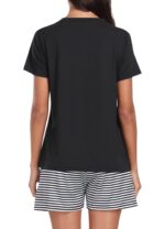 Set pijama dama, marimea M, poliester, tricou si pantaloni scurti, negru - imagine 2