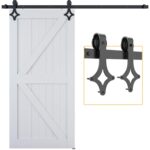 Sistem usa glisanta, 200 cm, otel carbon, design rombic, set complet cu sina si accesorii, max 120kg, negru