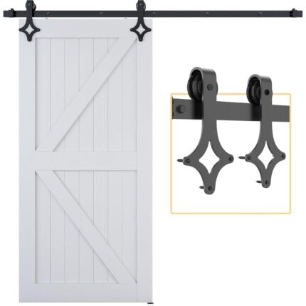 Sistem usa glisanta, 200 cm, otel carbon, design rombic, set complet cu sina si accesorii, max 120kg, negru