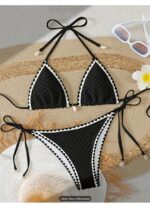 Costum de baie 2 piese, marimea XS, negru si alb