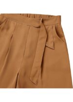 Pantaloni scurti dama, kaki, marimea S, talie inalta, wide leg - imagine 4
