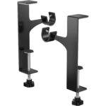 Set de 2 suporturi pentru bara perdea, fara gaurire, metal, ajustabile, negru - imagine 2
