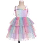 Rochie fetite, 12-18 luni, poliester, eleganta, bretele subtiri ajustabile, imprimeu curcubeu - imagine 3