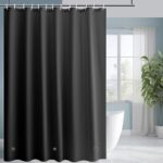 Perdea de dus, 180x180 cm, EVA, anti-mucegai, lavabila, impermeabila, agatatori incluse, negru - imagine 4