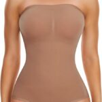 Body modelator dama, marimea M, Nylon, fara bretele, cu tanga, maro
