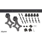 Sistem usa glisanta, 200 cm, otel carbon, design rombic, set complet cu sina si accesorii, max 120kg, negru - imagine 6