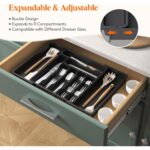 Organizator Tacamuri, 30-54x38x4.5 cm, Extensibil, 9 Compartimente, Reglabile, Plastic, Negru - imagine 3