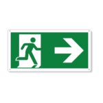 Semn de evacuare, Emergency, Exit, 150x300, Directie de iesire dreapta jos, Aluminiu si polietilena, Verde