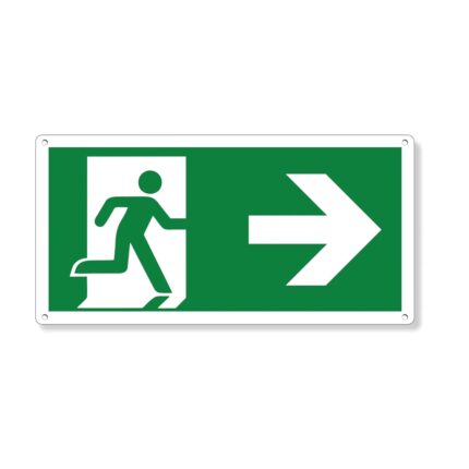Semn de evacuare, Emergency, Exit, 150x300, Directie de iesire dreapta jos, Aluminiu si polietilena, Verde