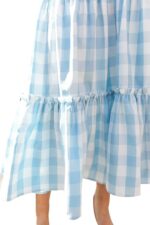 Rochie dama, carouri, alb-albastru, marimea M - imagine 5