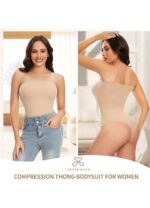 Body modelator dama, marimea L, Nylon, fara bretele, cu tanga, bej - imagine 2