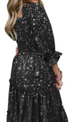 Rochie dama, poliester, maneci bufante, negru, marimea M - imagine 4