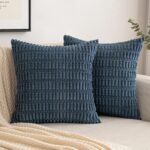 Set de 2 Huse decorative, Catifea, 40 x 40 cm, Albastru