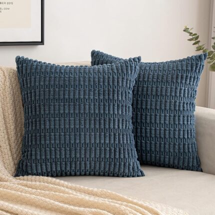 Set de 2 Huse decorative, Catifea, 40 x 40 cm, Albastru