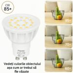 Set 3 Becuri, GU10, Reglabile, 5W, Alb Cald 2700K, 200-240V, 600 Lm, Ra85, Unghi Fascicul 120° - imagine 6