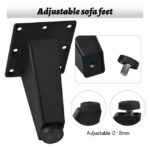 Set de 4 picioare mobilier, metal, 75 mm, inaltime ajustabila, design inclinat, negru - imagine 2