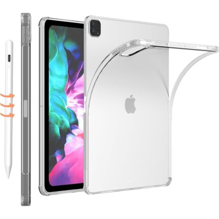 Husa transparenta pentru iPad Pro 12.9 inch, 4th / 5th/ 6th Gen, Subtire, Usoara din TPU, Rezistenta la socuri, Suport pentru Stylus Pen