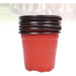 Set 50 ghivece plastic 9x7x8 cm, cu orificii pentru drenaj, ventilatie optima, rosu inchis