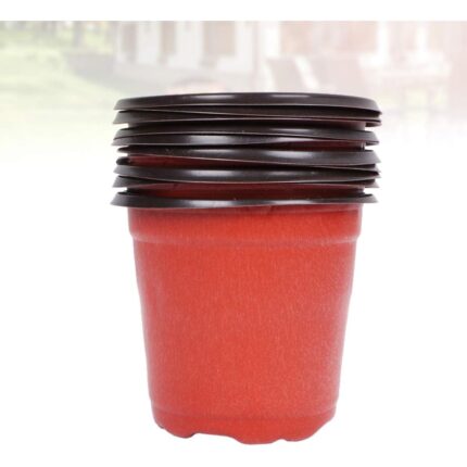 Set 50 ghivece plastic 9x7x8 cm, cu orificii pentru drenaj, ventilatie optima, rosu inchis