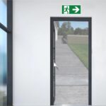Semn de evacuare, Emergency, Exit, 150x300, Directie de iesire dreapta jos, Aluminiu si polietilena, Verde - imagine 5