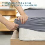 Cearceaf Pat Elastic, 90x200 cm, Bumbac, Vara/Iarna, Compatibil Masina de Spalat si Uscator, Gri - imagine 3