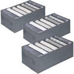Set 3 organizatoare, 34x17x12 cm, 7 compartimente, textil, gri