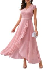 Rochie eleganta, marimea 2XL, Nylon, dantela, lunga, roz - imagine 3