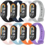 Set de 8 Curele Smartwatch comaptibile cu Xiaomi Mi Band 8 Monuary, TPU, Lungime Reglabila, Confortabile, Respirabile, Multicolor
