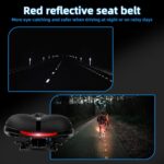 Scaun de bicicleta, Benzi Reflectorizante, 25 x 21 x 11 cm, Confortabil, Impermeabil, Respirabil, Ergonomic, Absorbtie a Socurilor, Negru - imagine 3