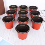 Set 50 ghivece plastic 9x7x8 cm, cu orificii pentru drenaj, ventilatie optima, rosu inchis - imagine 4
