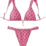 Costum de baie 2 piese, marimea XS, model floral, roz